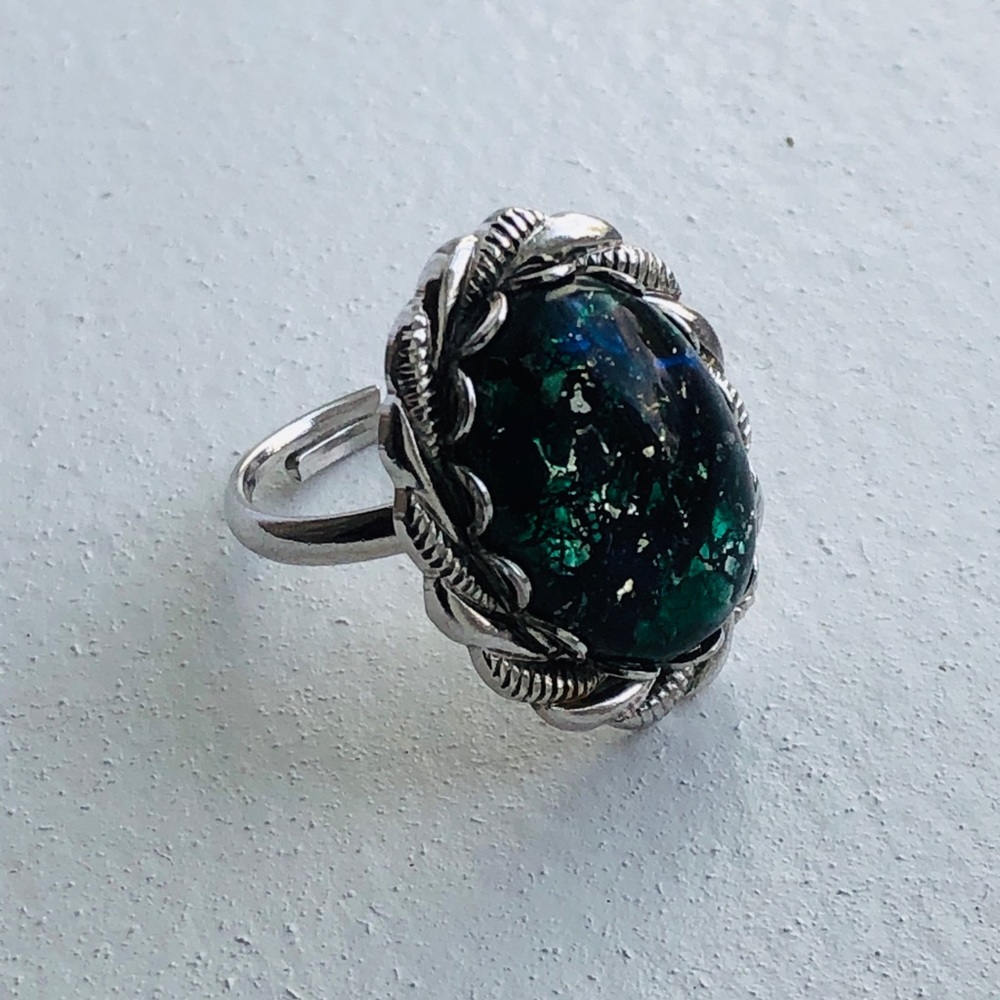 Adjustable Cocktail Silver Tone Ring - image 3